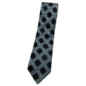 TED BAKER Men's 100% Silk Necktie DESIGNER Tie XL Brown Blue Floral W:3.5" EUC